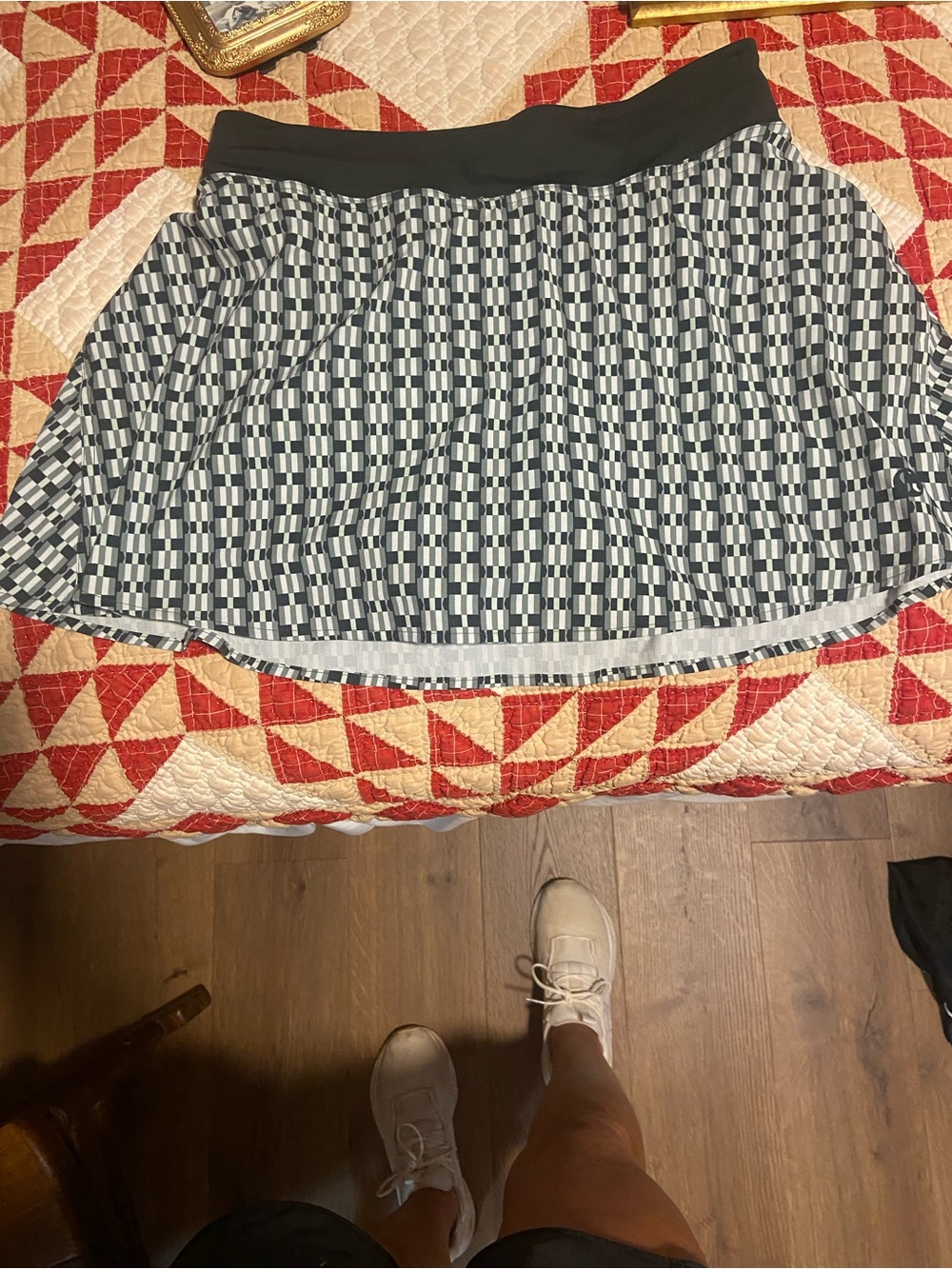 lululemon athletica Black & White Checkered Mini Skirt
